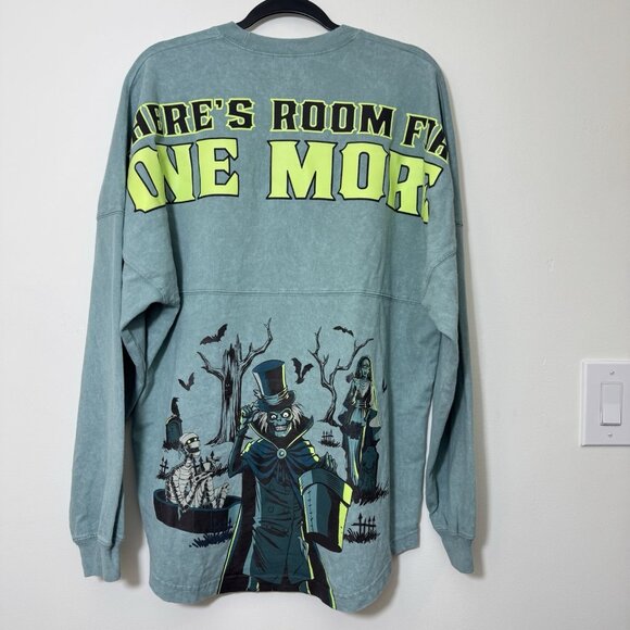 Disney Parks Haunted Mansion Hat box Ghost Spirit Jersey Adult Sz M Glow in Dark - Picture 5 of 8